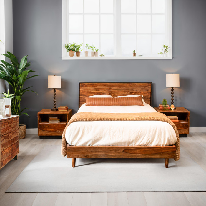 World Interiors - Elliston Queen Bed in Sheesham with Natural Finish
