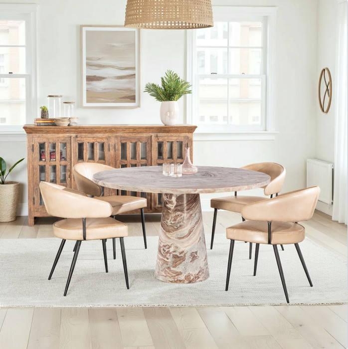 World Interiors - Giza 48" Round Dining Table in Brown Toronto Marble
