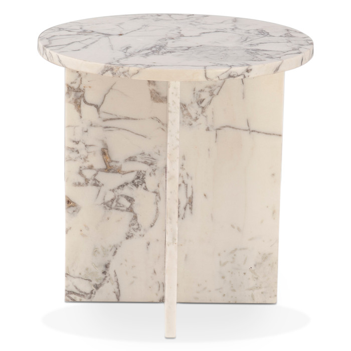 World Interiors - Giza 20" Side Table in Alabaster Marble