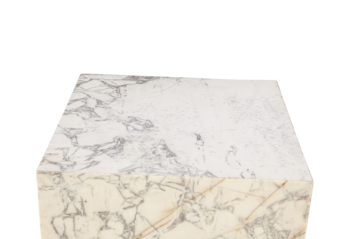 World Interiors - Giza 32" Drum Coffee Table in Alabaster Marble
