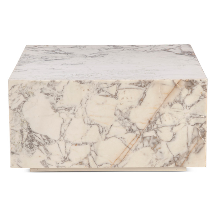 World Interiors - Giza 32" Drum Coffee Table in Alabaster Marble