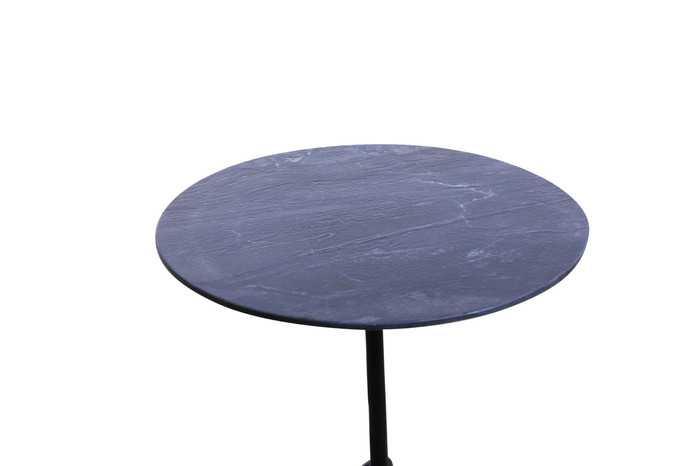 World Interiors - Glacier 18" Accent Table with Lava Marble