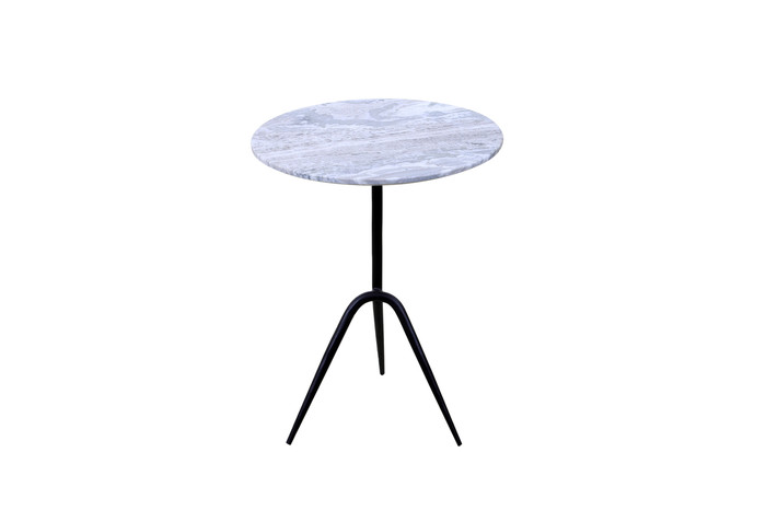 World Interiors - Glacier 18" Accent Table with Fancy Brown Marble