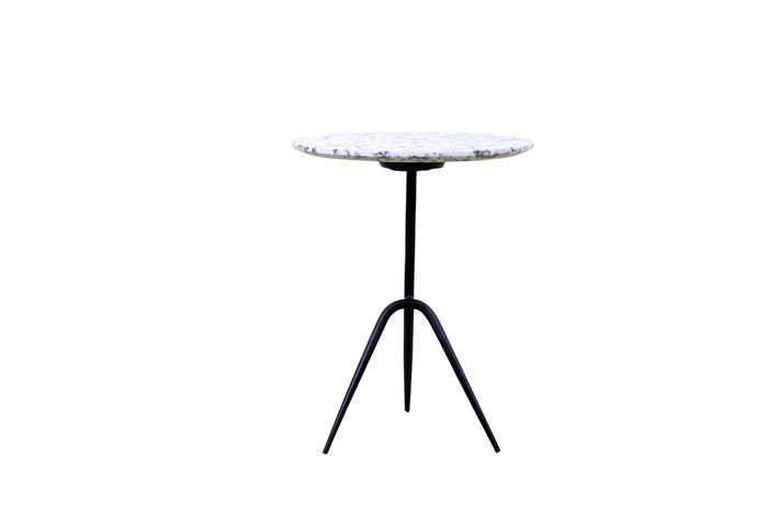 World Interiors - Glacier 18" Accent Table with Alaska White Marble