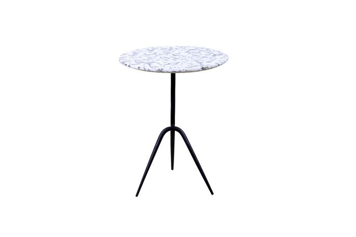 World Interiors - Glacier 18" Accent Table with Alaska White Marble