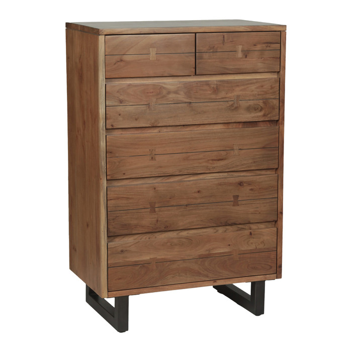 World Interiors - Glenwood 34" Tall Chest in Smoked Acacia