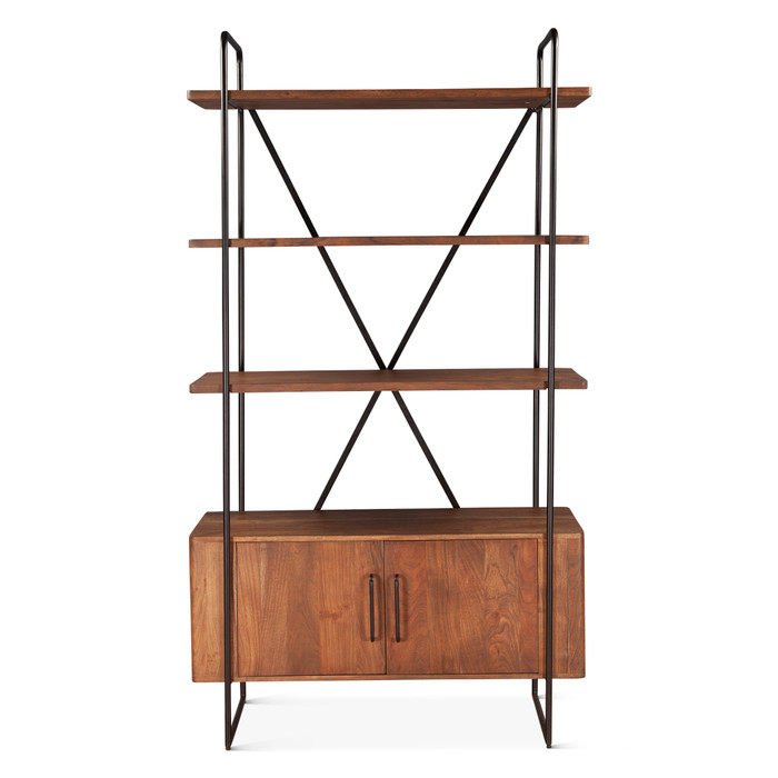 World Interiors - Halden Tall Bookshelf in Pecan Brown