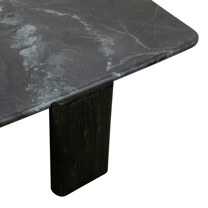 World Interiors - Harbor 64" Hexagonal Coffee Table with Lava Marble in Dark Walnut