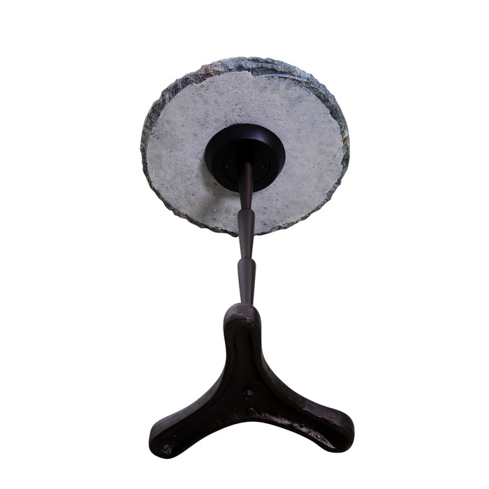 World Interiors - Harbor 15" Accent Table with Green Bidasar Marble and Iron