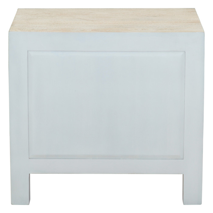 World Interiors - Haveli 26" Plinth Base Nightstand in Carved Heirloom White