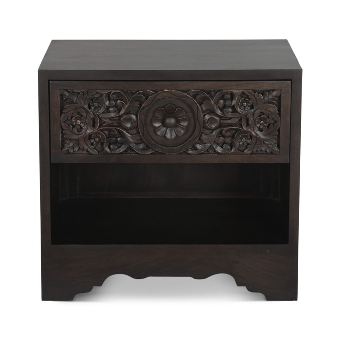 World Interiors - Haveli 26" Nightstand with Plinth Base in Vintage Brown