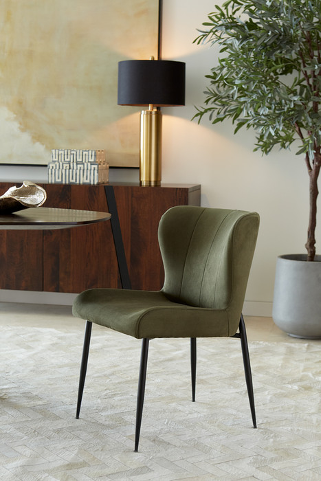 World Interiors - Isabella Green Suede Dining Chair