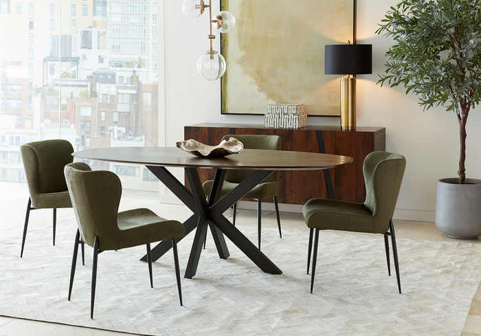 World Interiors - Isabella Green Suede Dining Chair