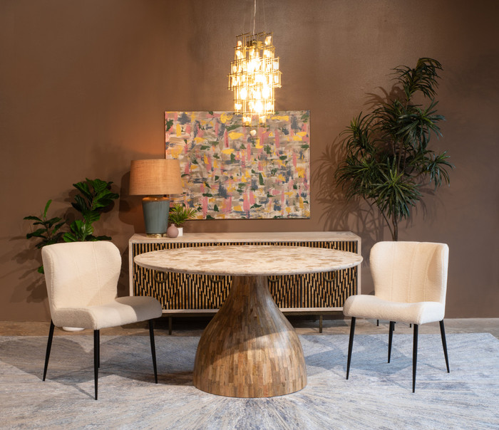 World Interiors - Isabella 20" White Boucle Dining Chair