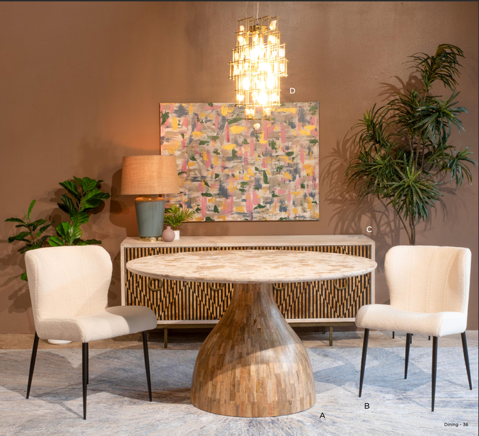 World Interiors - Isabella 20" White Boucle Dining Chair