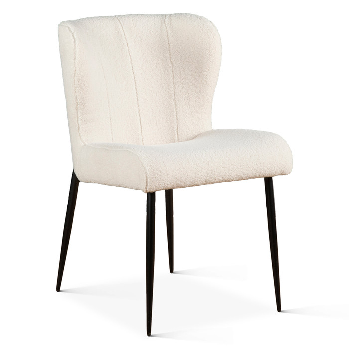 World Interiors - Isabella 20" White Boucle Dining Chair
