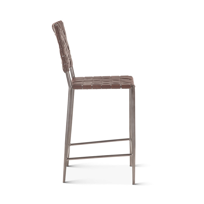 World Interiors - Lund 17" Counter Chair in Tobacco Buffalo Leather with Iron