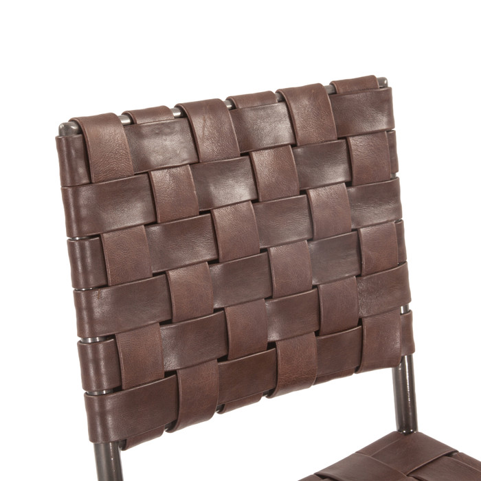 World Interiors - Lund 17" Counter Chair in Tobacco Buffalo Leather with Iron