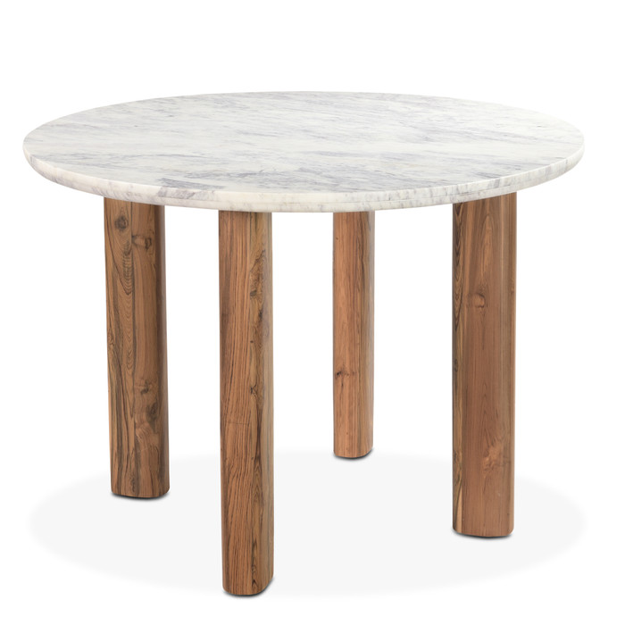World Interiors - Madrid Marble Dining Table with Reclaimed Teak Legs
