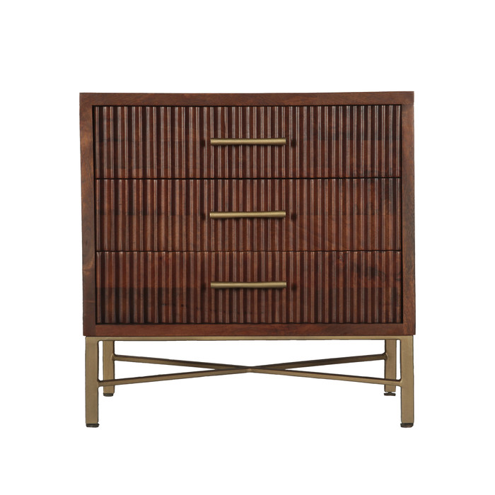 World Interiors - Manhattan Retro Mid Century Mango Wood Nightstand