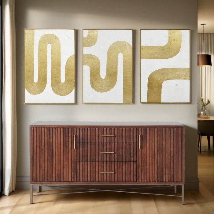 World Interiors - Manhattan Retro 68" Sideboard in Honey Brown
