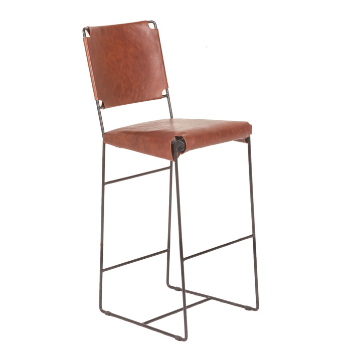 World Interiors - Melbourne Bar Chair in Tobacco Leather