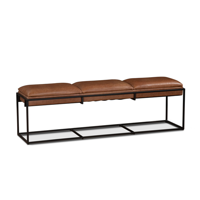 World Interiors - Melbourne 62" Bench in Cognac Leather