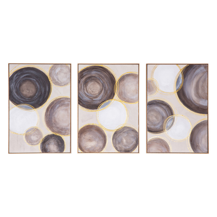 World Interiors - Celestial Spheres Hand Painted Framed Triptych