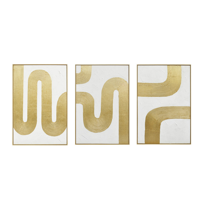 World Interiors - Pulse Pattern Hand Painted Framed Triptych