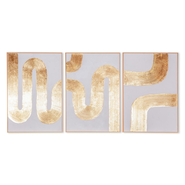 World Interiors - Pulse Pattern Hand Painted Framed Triptych