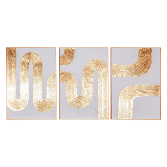 World Interiors - Pulse Pattern Hand Painted Framed Triptych