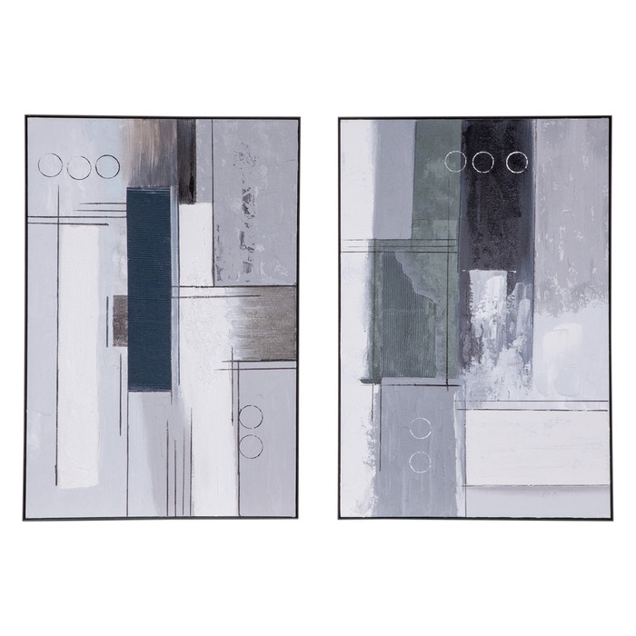 World Interiors - Parallel Horizons Hand Painted Framed Diptych
