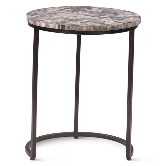 World Interiors - Mumbai 20" Nesting Tables in Chevron Pattern, Set 2