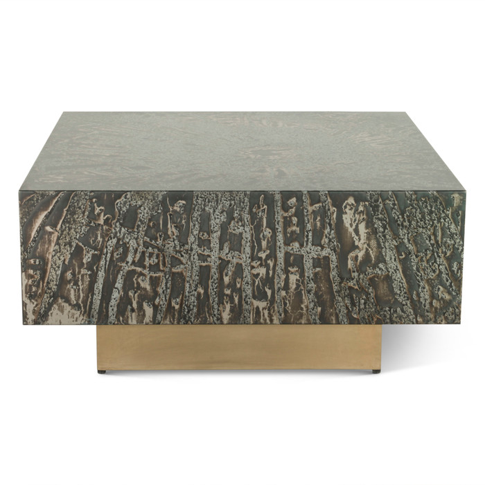 World Interiors - Odessa 35" Coffee Table in Desert Patina with Brass Base