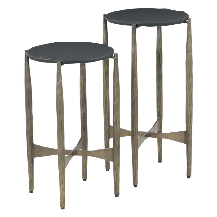 World Interiors - Odessa 13" Nesting Side Table with Black Marble, Set of 2