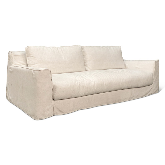 World Interiors - Oliver Sofa in White Linen Slipcover
