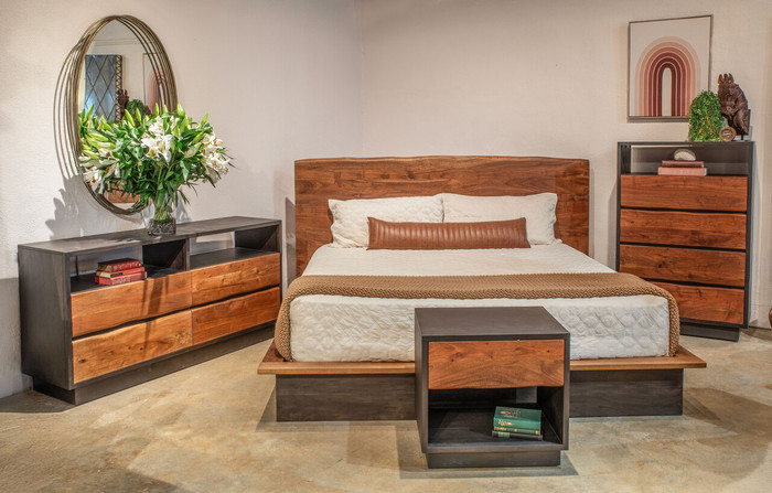 World Interiors - Palermo Tall Chest in Acacia with Raw Walnut Finish