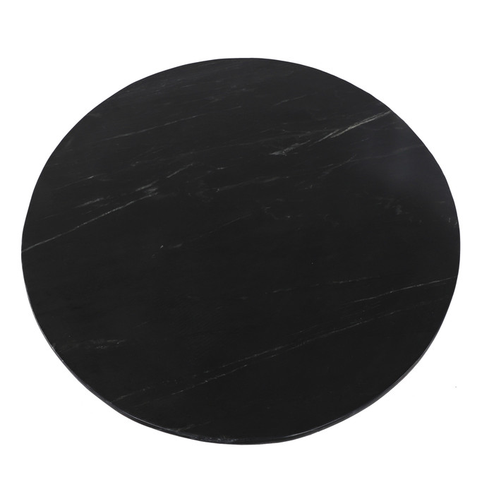 World Interiors - Palm Desert Natural Marble Black Dining Table with Zinc Tulip Base