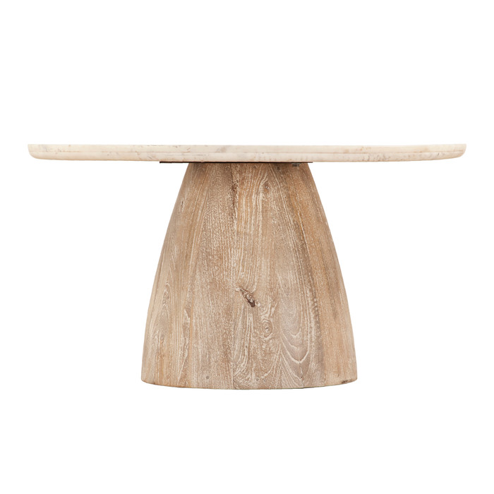 World Interiors - Palm Desert Round Coffee Table 36 White Marble Mod Base
