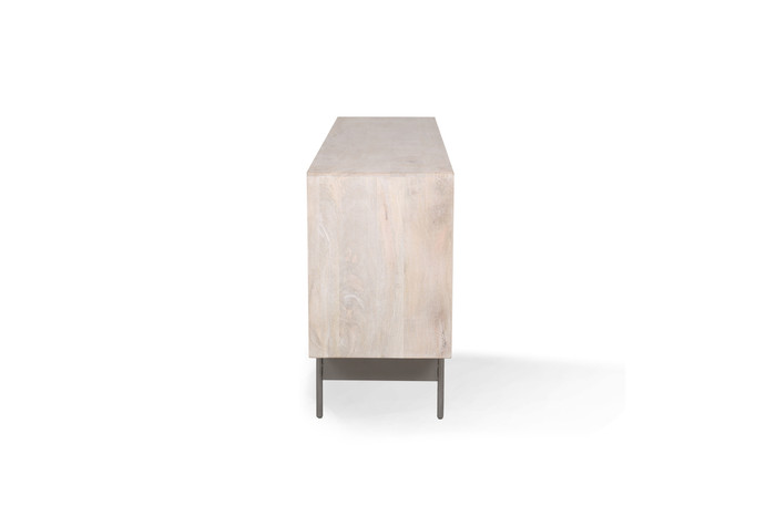 World Interiors - Palm Desert Modern Vintage White Sideboard with Bone Inlay