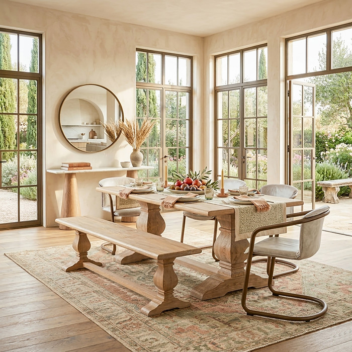 World Interiors - Pengrove 72" Dining Bench in Antique Oak Finish