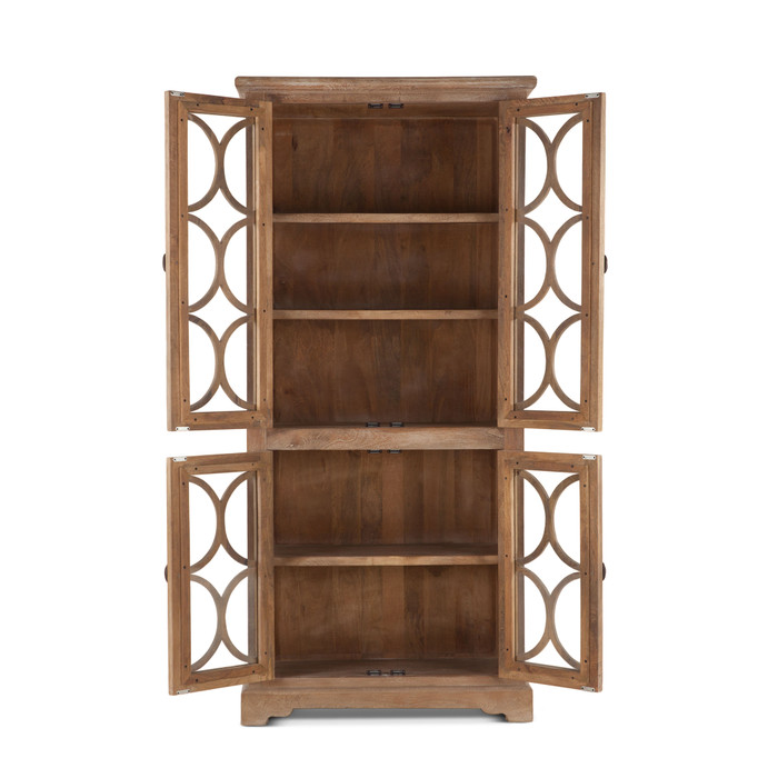 World Interiors - Pengrove Glass Cabinet in Antique Oak Finish