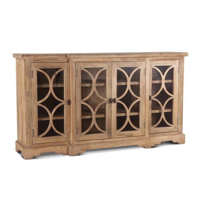 World Interiors - Pengrove 75" Glass Cabinet in Antique Oak Finish