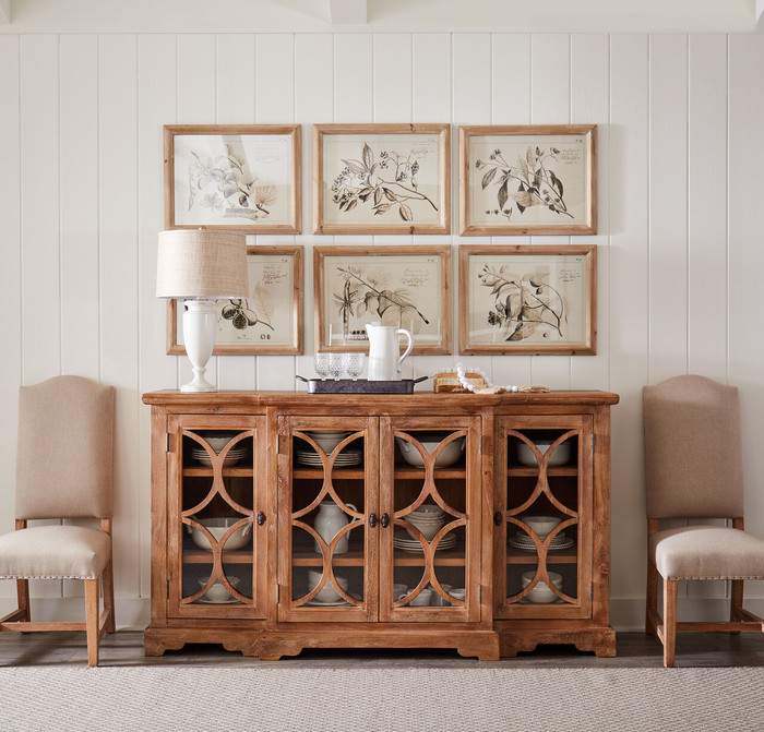 World Interiors - Pengrove 75" Glass Cabinet in Antique Oak Finish