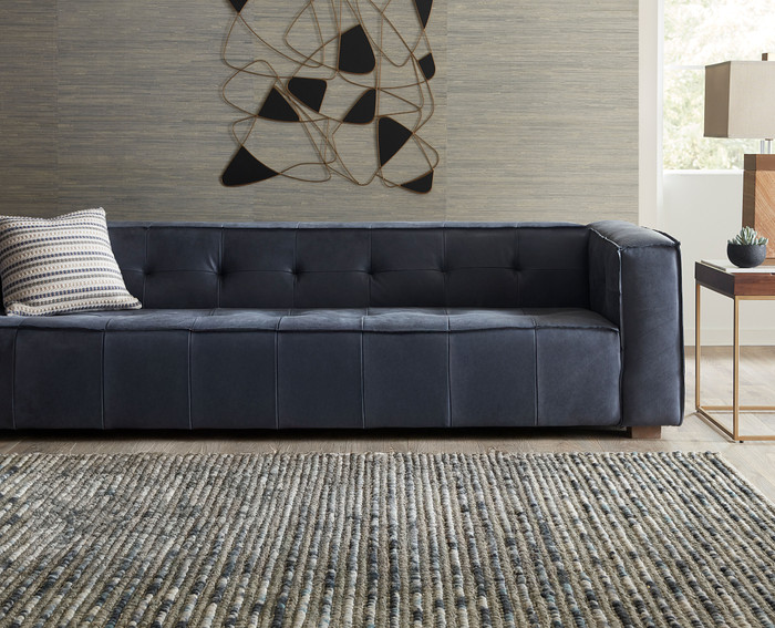 World Interiors - Portia Antique Blue Italian Leather Sofa