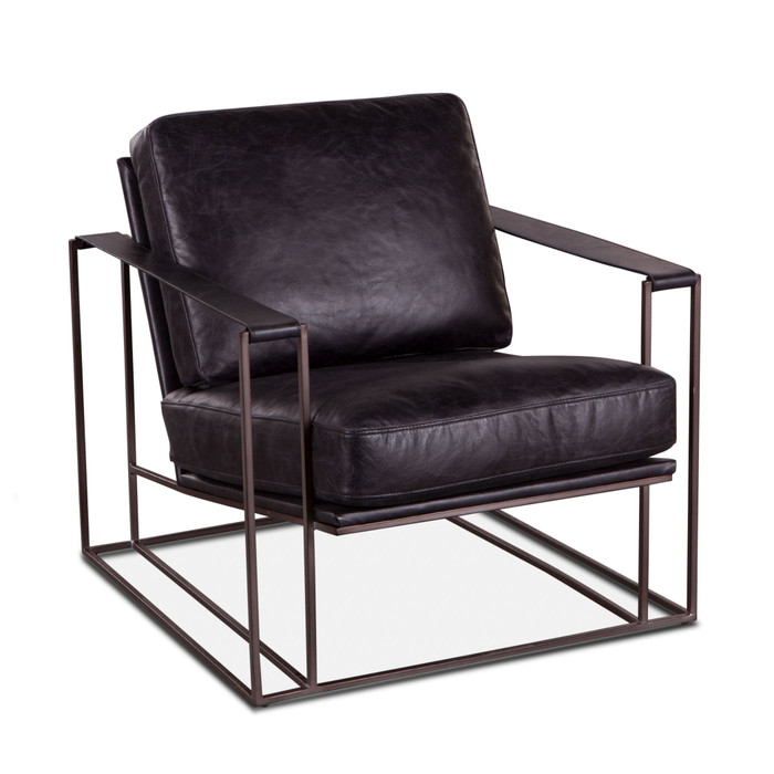 World Interiors - Portlando Armchair in Black Leather