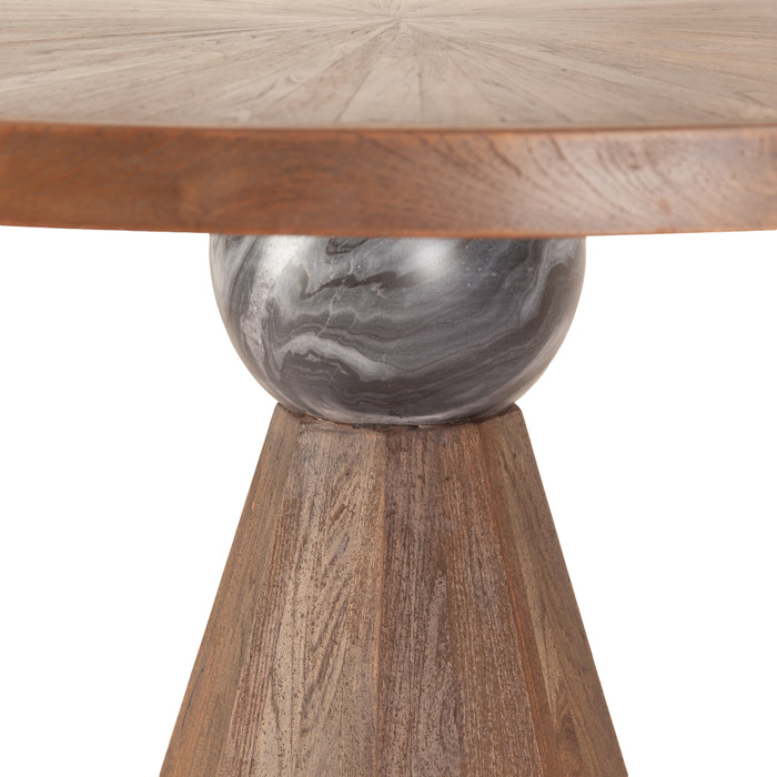 World Interiors - Rustic Revival 48" Round Gathering Table in Teak and Marble