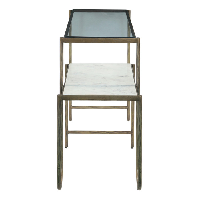 World Interiors - Sonoma 50" Nesting Console Table with Marble and Glass
