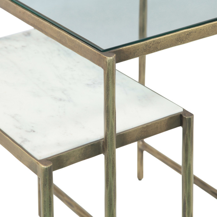 World Interiors - Sonoma 50" Nesting Console Table with Marble and Glass