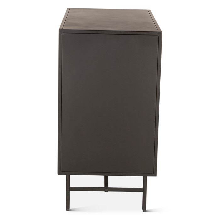 World Interiors - St. George 18" Side Table with Glass Top in Oxidized Black